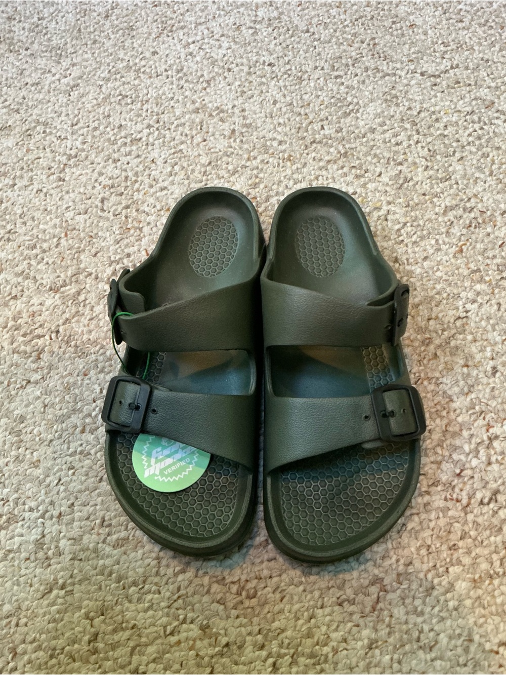 Women’s Funky Monkey NWT Olive Green Dual-Strap Comfort Sandals - size 8
